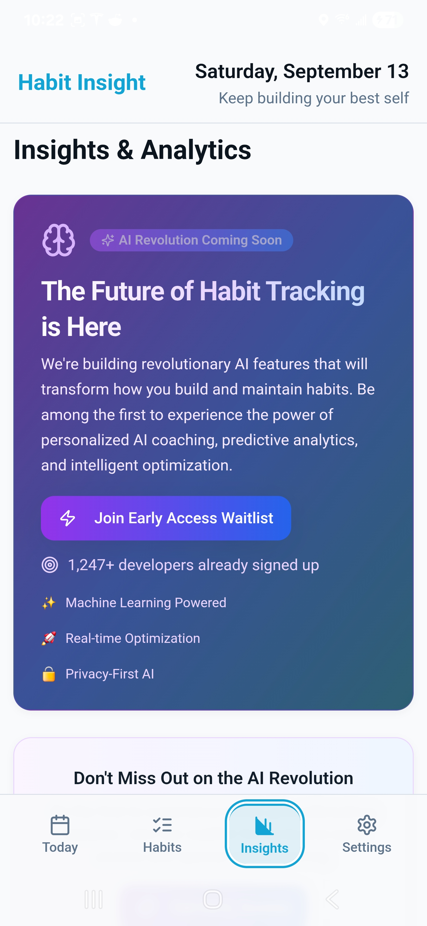 Habit Insight App Interface - Track habits with beautiful analytics